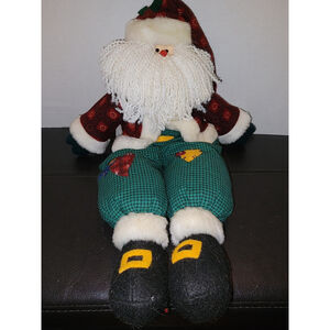 Plush Shelf Sitting Santa 20" with Patch Work Christmas Outfit